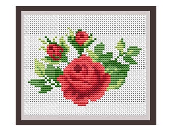 Roses Counted Cross Stitch Pattern. PDF Instant Download. Nature. Decor Pattern.