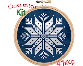 Snowflake Kit. Christmas Tree Ornament Cross Stitch Kit. Snowflake. DIY. Christmas Snowflake Cross Stitch. Christmas Décor Cross Stitch Kit.