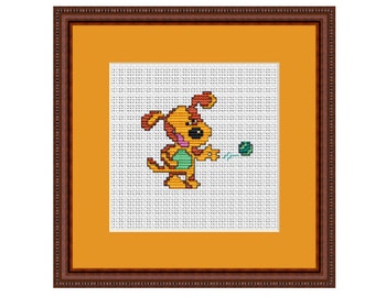 Dog With The Ball Counted Cross Stitch Pattern. PDF Instant Download. Pattern.