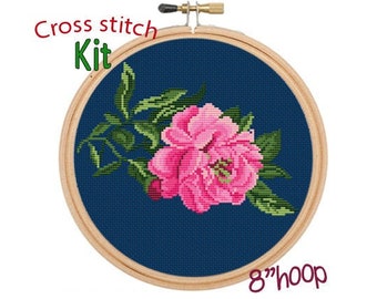 Peony Counted Cross Stitch Kit. Flower Cross Stitch Kit. Cross Stitch. Flowers Cross Stitch. Embroidery Kit.  Peonies Cross Stitch Kit