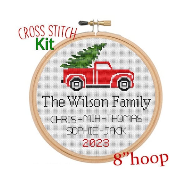 Personalized Family Christmas Ornament Cross Stitch Kit.  Family Name Cross Stitch. Custom DIY Christmas Pattern. Christmas Gift. Funny Gift