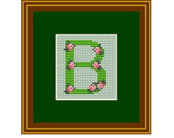 Capital Letter B Counted Cross Stitch Pattern. Instant Download. PDF Pattern. Alphabet Letters.