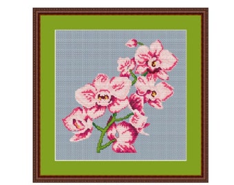 Orchids Counted Cross Stitch Pattern. PDF Instant Download. Nature. Flowers Cross Stitch. Home Decor Pattern. Handmade Gift. Cross Stitch