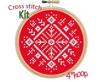 Christmas Tree Ornament Cross Stitch Kit. Snowflake. DIY. Christmas Snowflake Cross Stitch. Christmas Décor Cross Stitch Kit.