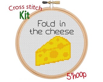 Fold in the Cheese. Schitts Creek Quote Cross Stitch. David Rose Moira Rose Cross Stitch Kit. Funny Quote Saying. Netflix Show Embroidery.