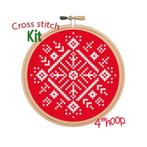 Christmas Tree Ornament Cross Stitch Kit. Snowflake. DIY. Christmas Snowflake Cross Stitch. Christmas Décor Cross Stitch Kit. image 1