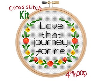 Love that journey for me  Cross Stitch Kit. Schitt's Creek Beginner Cross Stitch. Flowers Wreath Cross Stitch. Home Decor Cross Stitch Kit.