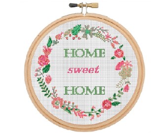 Home Sweet Home Cross Stitch Pattern, Vintage. Home Modern Cross Stitch Pattern, Easy Counted Chart, PDF Format, Instant Download