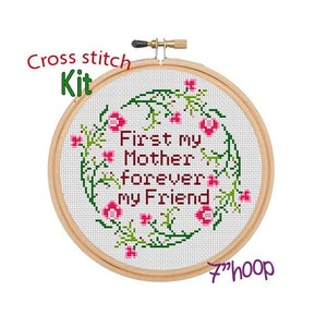 First my Mother forever my Friend Cross Stitch Kit. Beginner Cross Stitch. Gift For Mom. Mother's Day Gift. Mother's Day Embroidery.