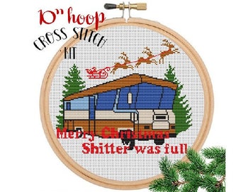 Kit de point de croix de Noel. Merry Christmas Shitter's Full Cross Stitch Kit. Ensemble de point de croix. Drôle de kit de point de croix.