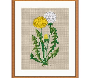 Dandelion Cross Stitch Pattern. Counted Cross Stitch. PDF. Instant Download. DIY Cross Stitch Pattern. Flower Cross Stitch Chart. Easy Schem