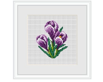 Crocuses  Cross Stitch Pattern. Instant Download. Beginner Counted Cross Stitch Pattern. Nature. PDF. Flowers Decor Pattern. DIY Pattern