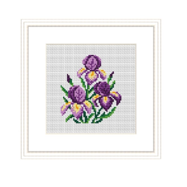 Instant Download. Iris Cross Stitch Pattern. Mini Pattern. Counted Cross Stitch Pattern. PDF. Spring Flowers.