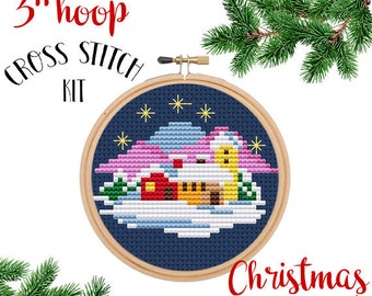 Christmas Tree Ornament Cross Stitch Kit. DIY. Cross Stitch. Christmas Cross Stitch Set. Winter Tree Cross Stitch Kit. Christmas Gift. Set.