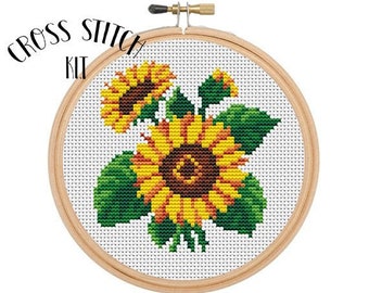 Sunflowers Cross Stitch Kit. Counted Cross Stitch Kit. Cross Stitch Pattern. Flowers Cross Stitch. Holiday Gift DIY.