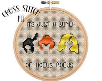 Funny Halloween Cross Stitch Kit. It's Just A Bunch Of Hocus Pocus. Beginner Cross Stitch. Funny Cross Stitch.  Modern Cross Stitch Kit.