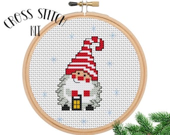Gnome Cross Stitch Kit. DIY. Cross Stitch. Funny Christmas Gnome. Winter Cross Stitch Kit. Cross Stitch Set. Christmas Gift. Cute. Winter.