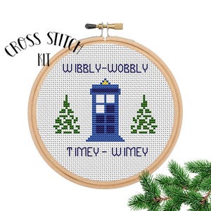 Wibbly-Wobbly. Timey-Wimey. DIY. Cross Stitch. Funny Merry Christmas Cross Stitch Kit. Cross Stitch Set. Funny Cross Stitch. Cute. Winter.