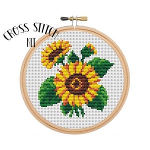 Sunflowers Cross Stitch Kit. Counted Cross Stitch Kit. Cross Stitch Pattern. Flowers Cross Stitch. Holiday Gift DIY.