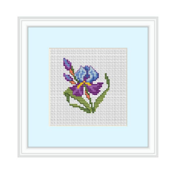 Iris Counted Cross Stitch Pattern. Flower Pattern. PDF Instant Download. Cross Stitch Pattern.