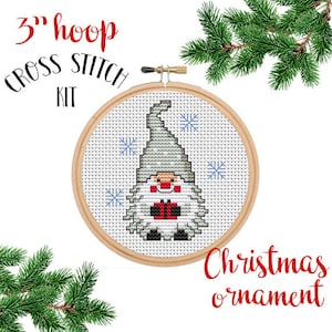 Christmas Gnome Cross Stitch Kit. DIY. Cross Stitch Kit. Funny Christmas Gnome. Winter Cross Stitch Kit. Cross Stitch Set. Christmas Gift.