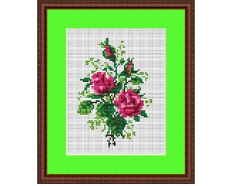 Bouquet Of Roses Counted Cross Stitch Pattern. Flowers Cross Stitch. Roses Pattern. Handmade Gift. Cross Stitch Pattern