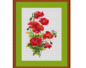Poppy Seed Flower Cross Stitch Pattern. Summer Flowers Counted Cross Stitch Pattern. Flowers PDF Instant Download.