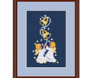 Christmas Angels Pattern. Christmas Cross Stitch Pattern. Christmas Bells. Angels Pattern. Merry Christmas. Holiday Gift.  Instant Download.