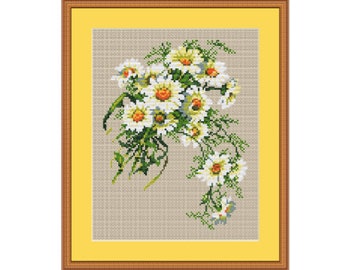 Bouquet Of Daisies Cross Stitch Pattern. Flowers Cross Stitch. Daisy Cross Stitch Pattern Home Decor Pattern. Handmade Gift.Cross Stitch Art