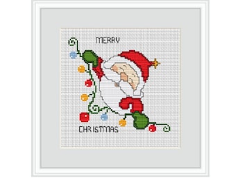 Santa Claus Cross Stitch Chart. Merry Christmas Cross Stitch Pattern. Funny Christmas Cross Stitch. Winter Cross Stitch Pattern. DIY.