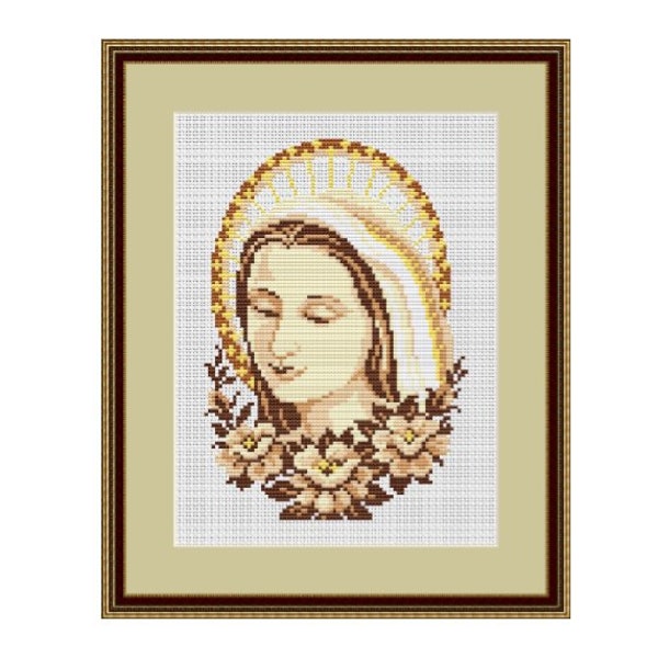 Holy Mary Cross Stitch Pattern. Virgin Mary. Mother Of God. Cross Stitch Pattern. PDF Chart. Easy Pattern. Instant Download.DIY. Bible. Icon