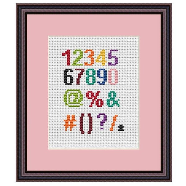 Numbers And Symbols Counted Cross Stitch Pattern. Letters Pattern. PDF Instant Download. Pattern. Alphabet Letters.