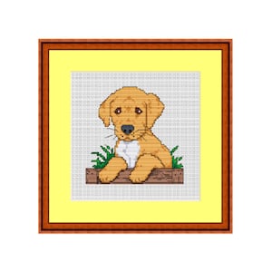 Labrador kruissteekpatroon. Regeling. Geteld kruissteekpatroon puppy. Hondenkaart. Pdf direct downloaden. Dierlijk patroon.