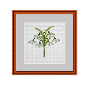 Schneeglöckchen Kreuzstichmuster. Frühlingsblumen Muster. Kreuzstich Stickmuster.  PDF Sofortdownload.
