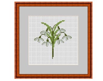 Snowdrops Cross Stitch Pattern, Spring Flowers (PDF Download)