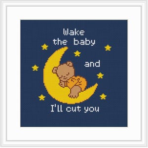 Wecke das Baby und ich schneide dich Kreuzstichmuster (PDF Download)
