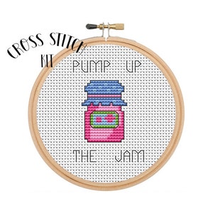Pump Up The Jam. Cross Stitch Kit. Beginner Cross Stitch. Funny Cross Stitch. Retro Embroidery.