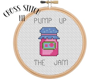 Pump Up The Jam. Cross Stitch Kit. Beginner Cross Stitch. Funny Cross Stitch. Retro Embroidery.
