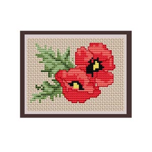 Mohnblume Kreuzstichmuster . PDF Sofortdownload. Natur. Dekor Muster.