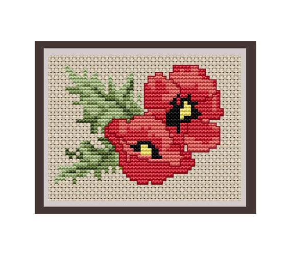 Poppy Seed Flower Counted Cross Stitch Pattern. PDF Instant