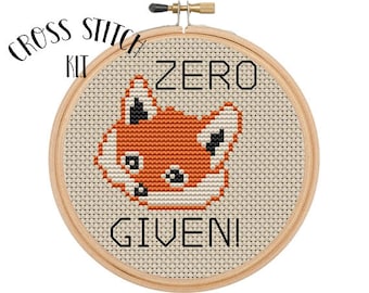 Zero Fox Given.No Fox Given! Cross Stitch Kit. Crosstitch Patterns. Funny Needlepoint Kits. Funny Cross Stitch Kit. Funny Cross Stitch.