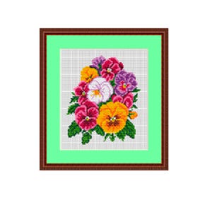 Violas Cross Stitch Pattern: Spring Flowers, Nature Home Decor (PDF Pattern)