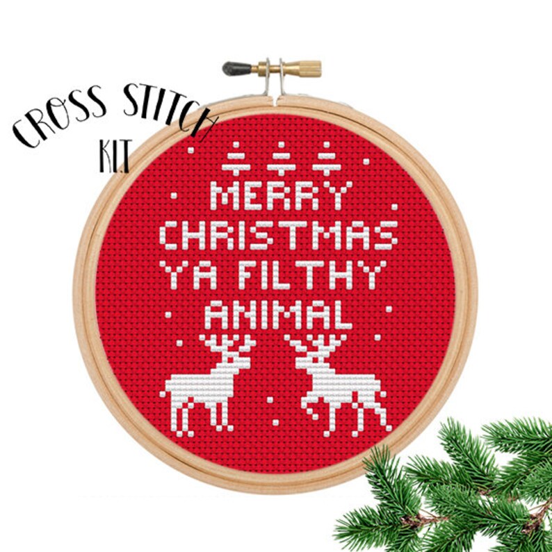 Merry Christmas Ya Filthy Animal Cross Stitch Kit. Cross | Etsy