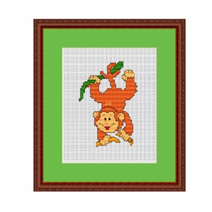 Funny Monkey Counted Cross Stitch Pattern. PDF Instant Download. Pattern.