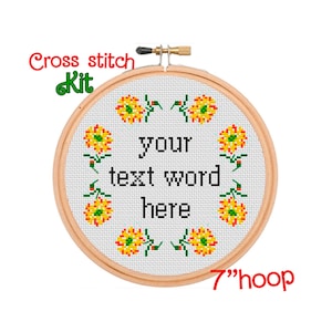 Custom Text Cross Stitch Kit. Mothers Day DIY Your Text Here. Personalized Gift. Cross Stitch Kit. Gift for Her. Gift under 35.