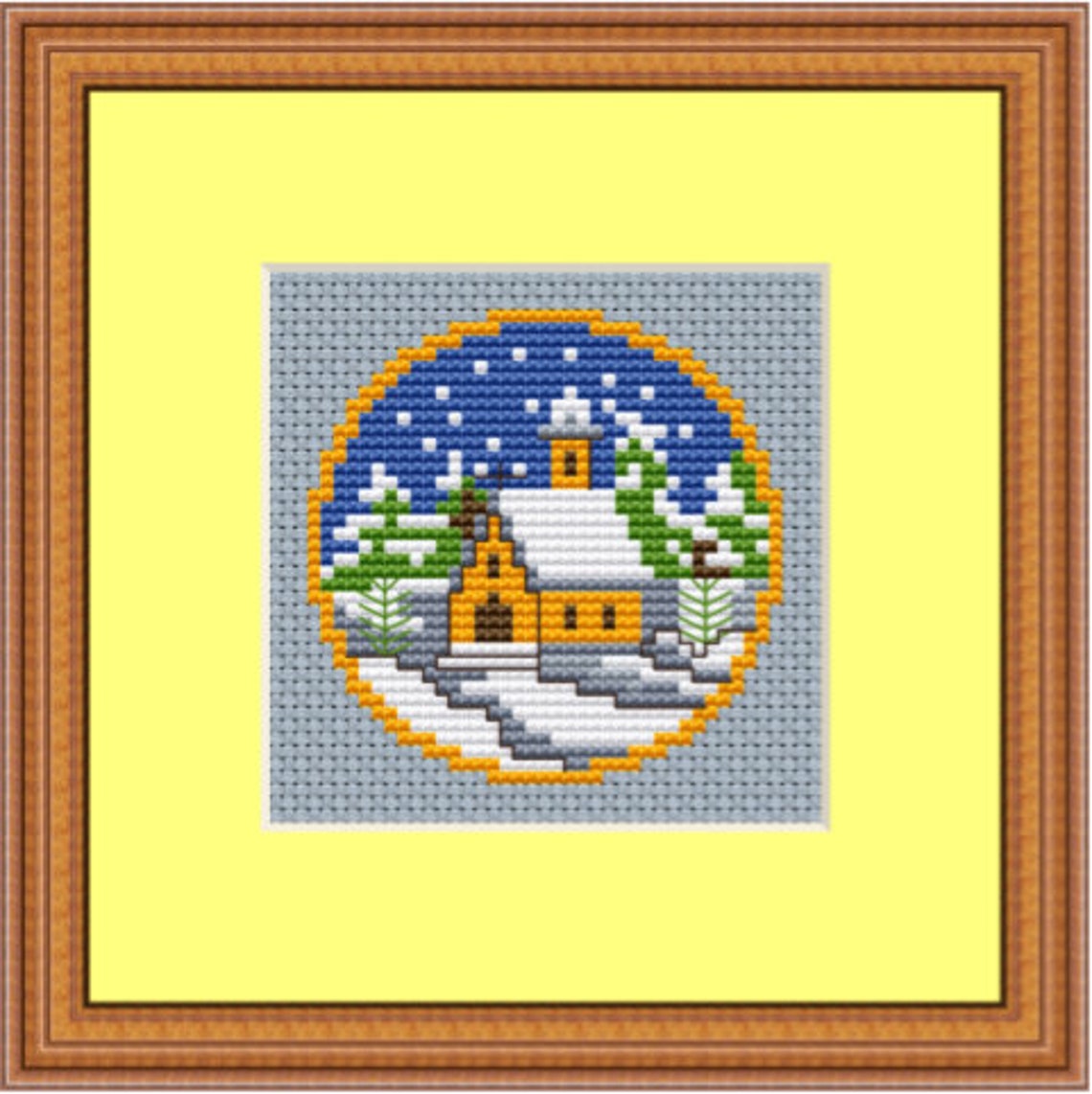 Christmas Ornament Cross Stitch Kit. DIY. Church Cross Stitch. Etsy