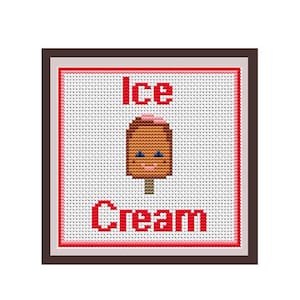 Happy Ice Cream. Counted Cross Stitch Pattern. PDF Instant Download. Candy. Begginer Pattern.