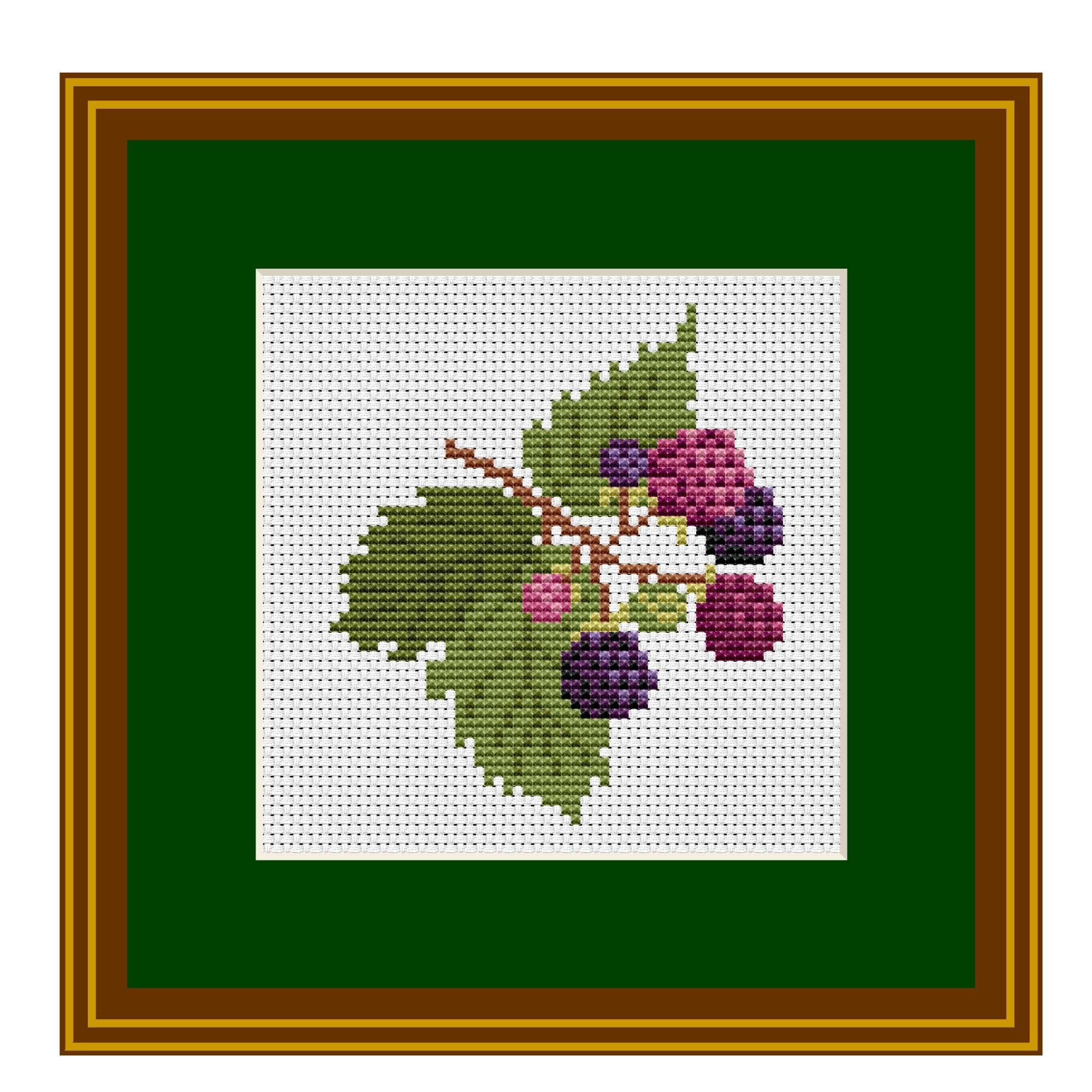 【ブラックベリーページ】 Blackberry PDF Instant Download. Berry Bush Pattern. Counted