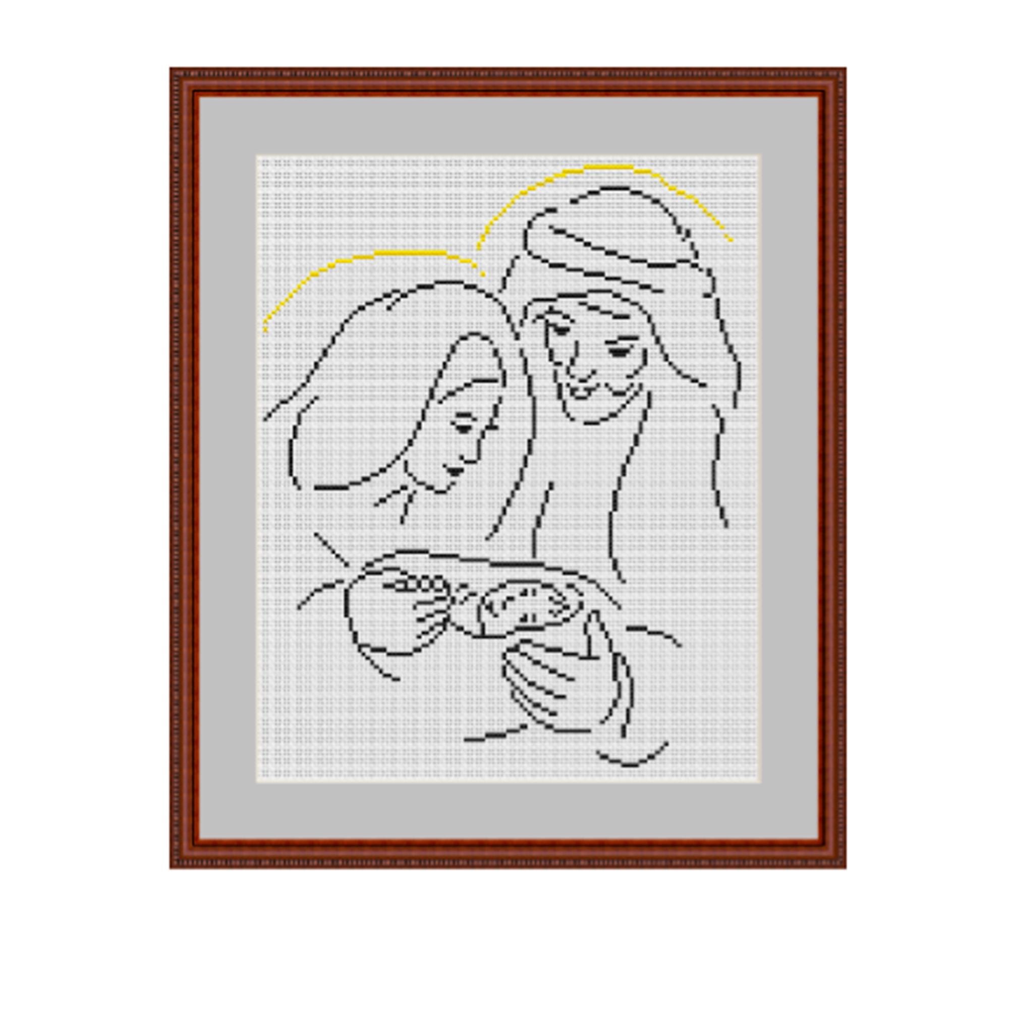 Holy Family Cross Stitch Pattern. PDF Chart. Easy Pattern. Instant Download. DIY Christian Cross Stitch.  Decor. Quote. Bible. Icon. Gift.