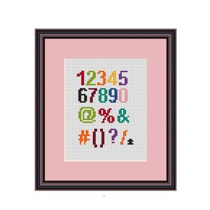 Numbers And Symbols Counted Cross Stitch Pattern. Letters Pattern. PDF Instant Download. Pattern. Alphabet Letters.